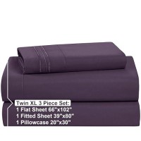 Nestl Twin Xl Sheets Set 3 Piece Xl Twin Sheets Double Brushed Twin Xl Sheets For Adjustable Bed Purple Twin Xl Sheet Set H