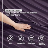 Nestl Twin Xl Sheets Set 3 Piece Xl Twin Sheets Double Brushed Twin Xl Sheets For Adjustable Bed Purple Twin Xl Sheet Set H