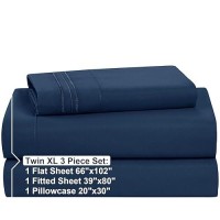 Nestl Twin Xl Sheets Set 3 Piece Twin Xl Bed Sheets Deep Pocket Hotel Luxury Extra Soft Breathable And Cooling Navy Blue