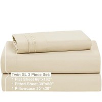 Nestl Twin Xl Sheets Set 3 Piece Twin Xl Bed Sheets Deep Pocket Hotel Luxury Extra Soft Breathable And Cooling Beige Crea