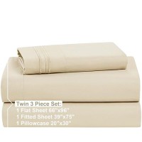 Nestl Twin Sheets Set 3 Piece Twin Bed Sheets Deep Pocket Hotel Luxury Extra Soft Breathable And Cooling Beige Cream Shee