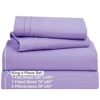 Nestl King Size Sheets Set 4 Piece King Sheets Bed Sheets For King Size Bed Double Brushed King Bed Sheets Hotel Luxury Lav