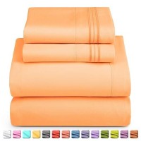 Nestl Full Size Sheet Sets 4 Piece Full Size Sheets Light Orange Sheets Full Size Bed Sheets Double Brushed Bed Sheets Full