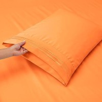 Nestl Full Size Sheet Sets 4 Piece Full Size Sheets Light Orange Sheets Full Size Bed Sheets Double Brushed Bed Sheets Full