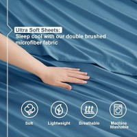 Nestl King Size Sheets Set 4 Piece King Sheets Bed Sheets For King Size Bed Double Brushed King Bed Sheets Hotel Luxury Blu