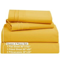 Nestl Queen Sheet Set 4 Piece Bed Sheets For Queen Size Bed Double Brushed Queen Size Sheets Hotel Luxury Yellow Sheets Ext