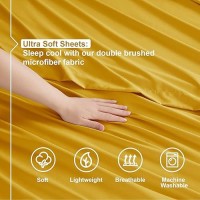 Nestl Queen Sheet Set 4 Piece Bed Sheets For Queen Size Bed Double Brushed Queen Size Sheets Hotel Luxury Yellow Sheets Ext