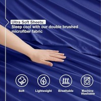 Nestl Queen Sheet Set 4 Piece Bed Sheets For Queen Size Bed Double Brushed Queen Size Sheets Hotel Luxury Royal Blue Sheets