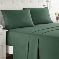 Nestl Queen Sheet Set 4 Piece Bed Sheets For Queen Size Bed Double Brushed Queen Size Sheets Hotel Luxury Dark Green Sheets