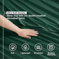 Nestl Queen Sheet Set 4 Piece Bed Sheets For Queen Size Bed Double Brushed Queen Size Sheets Hotel Luxury Dark Green Sheets