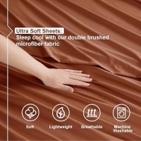 Nestl Bed Sheets Set 4Pc California King Microfiber Ultra Soft Breathable Lightweight Snug Fit Rust