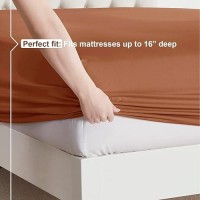 Nestl Bed Sheets Set 4Pc California King Microfiber Ultra Soft Breathable Lightweight Snug Fit Rust