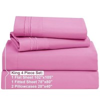 Nestl King Size Sheets Set 4 Piece King Sheets Bed Sheets For King Size Bed Double Brushed King Bed Sheets Hotel Luxury Lig