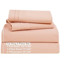 Nestl Cal King Sheets Set 4 Piece California King Sheets Extra Soft Double Brushed Cal King Size Sheets Cal Sheets For King