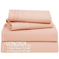 Nestl King Size Sheets Set 4 Piece King Sheets Bed Sheets For King Size Bed Double Brushed King Bed Sheets Hotel Luxury Pea