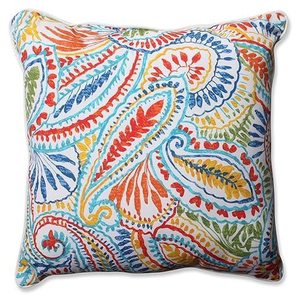 Pillow Perfect Paisley Indooroutdoor Accent Throw Pillow Plush Fill Weather And Fade Resistant Floor 25 X 25 Bluemu