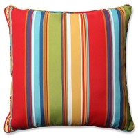 Pillow Perfect Stripe Indooroutdoor Accent Throw Pillow Plush Fill Weather And Fade Resistant Floor 25 X 25 Redblue