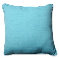 Pillow Perfect Forsyth Solid Indoor/Outdoor Pillow, Plush Fiber Fill, Weather And Fade Resistant, Turquoise, Floor 25