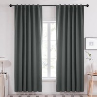 Deconovo Rod Pocket And Back Tab Curtains Room Darkening Curtains Blackout Thermal Insulated Window Curtains For Living Room 52Wx95L Inch Dark Grey 2 Panels