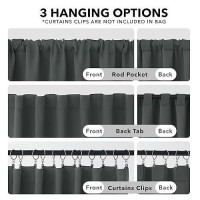 Deconovo Rod Pocket And Back Tab Curtains Room Darkening Curtains Blackout Thermal Insulated Window Curtains For Living Room 52Wx95L Inch Dark Grey 2 Panels