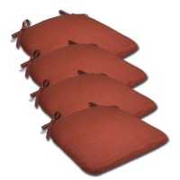 Set Of 4 16W X 17Dx 1.5H Spun Polyester Outdoor Seat Cushion In Husk Texture Brick By Comfort Classics Inc.