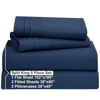 Nestl Split King Sheets For Adjustable Beds 5 Piece Split King Sheets Set Deep Pocket Hotel Luxury Extra Soft Breathable A