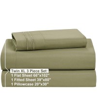 Nestl Twin Xl Sheets Set 3 Piece Xl Twin Sheets Double Brushed Twin Xl Sheets For Adjustable Bed Sage Green Twin Xl Sheet Se