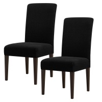 Subrtex Dining Room Chair Slipcovers Parsons Chair Covers Set Of 2 Stretch Dining Chair Covers Removable Washable Kitchen Chair Covers Chair Protector Covers For Dining Room,Party,Hotel(Black)