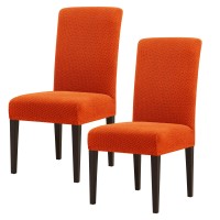 Subrtex Dining Room Chair Slipcovers Parsons Chair Covers Set Of 2 Stretch Dining Chair Covers Removable Washable Kitchen Chair Covers Chair Protector Covers For Dining Room,Party,Hotel(Orange)