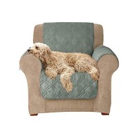 Surefit Microfiber Pet Chair One Piece Quilted Furniture Cover, Relaxed Fit, Polyester, Machine Washable, Sea Glass Color