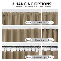 Deconovo Solid Room Darkening Panels Back Tab And Rod Pocket Curtains Blackout Thermal Insulated Curtains For Living Room 52Wx63L Inch Khaki 2 Panels