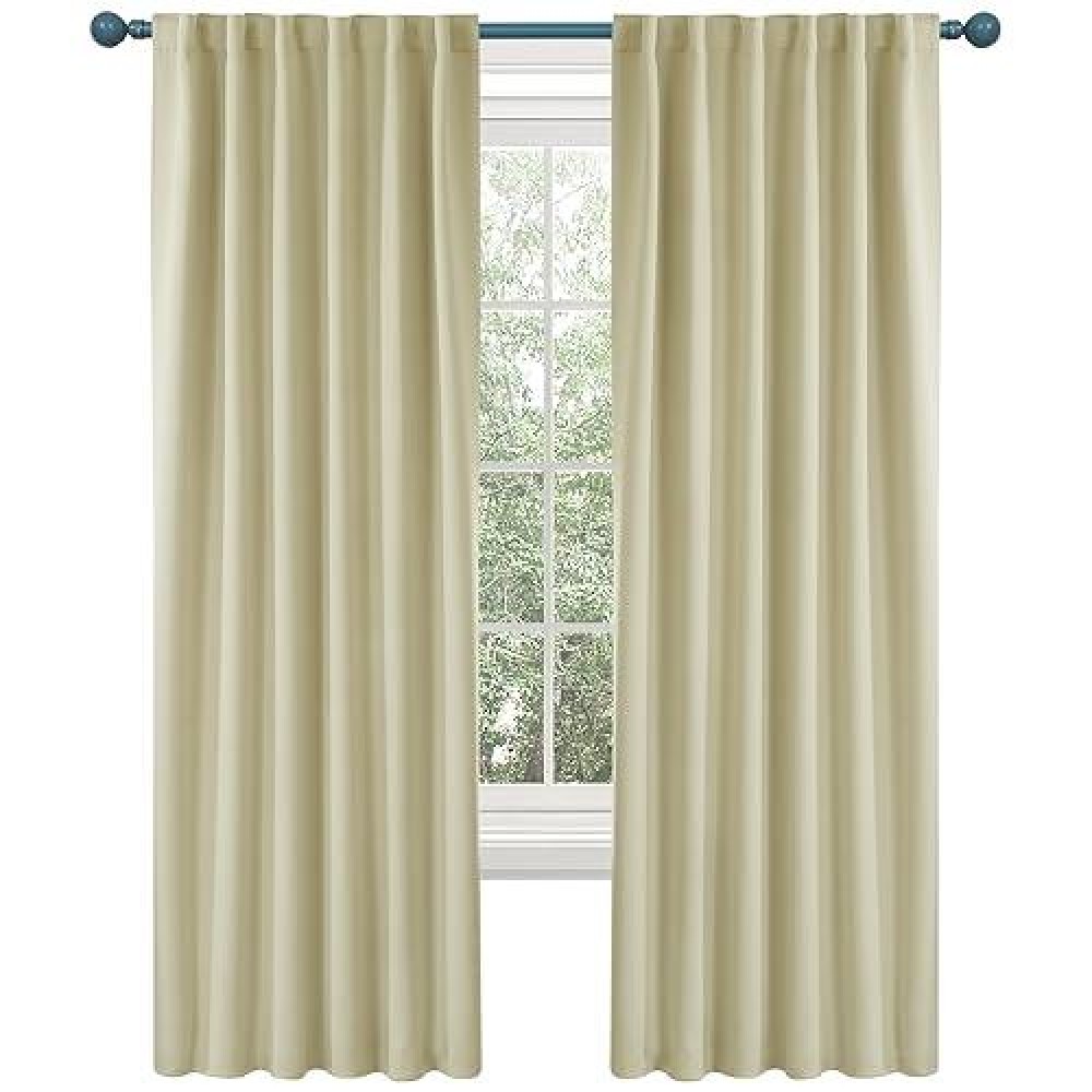 Deconovo Thermal Insulated Window Blackout Curtains  Rod Pocket And Back Tab Curtains  Window Coverings Curtains For Living Room  52X63 Inch  Beige  2 Panels