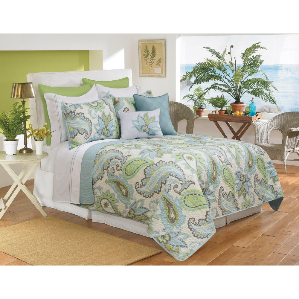 Safdie 601153K05 Katy King Aqua Quilt Set 3 Piece