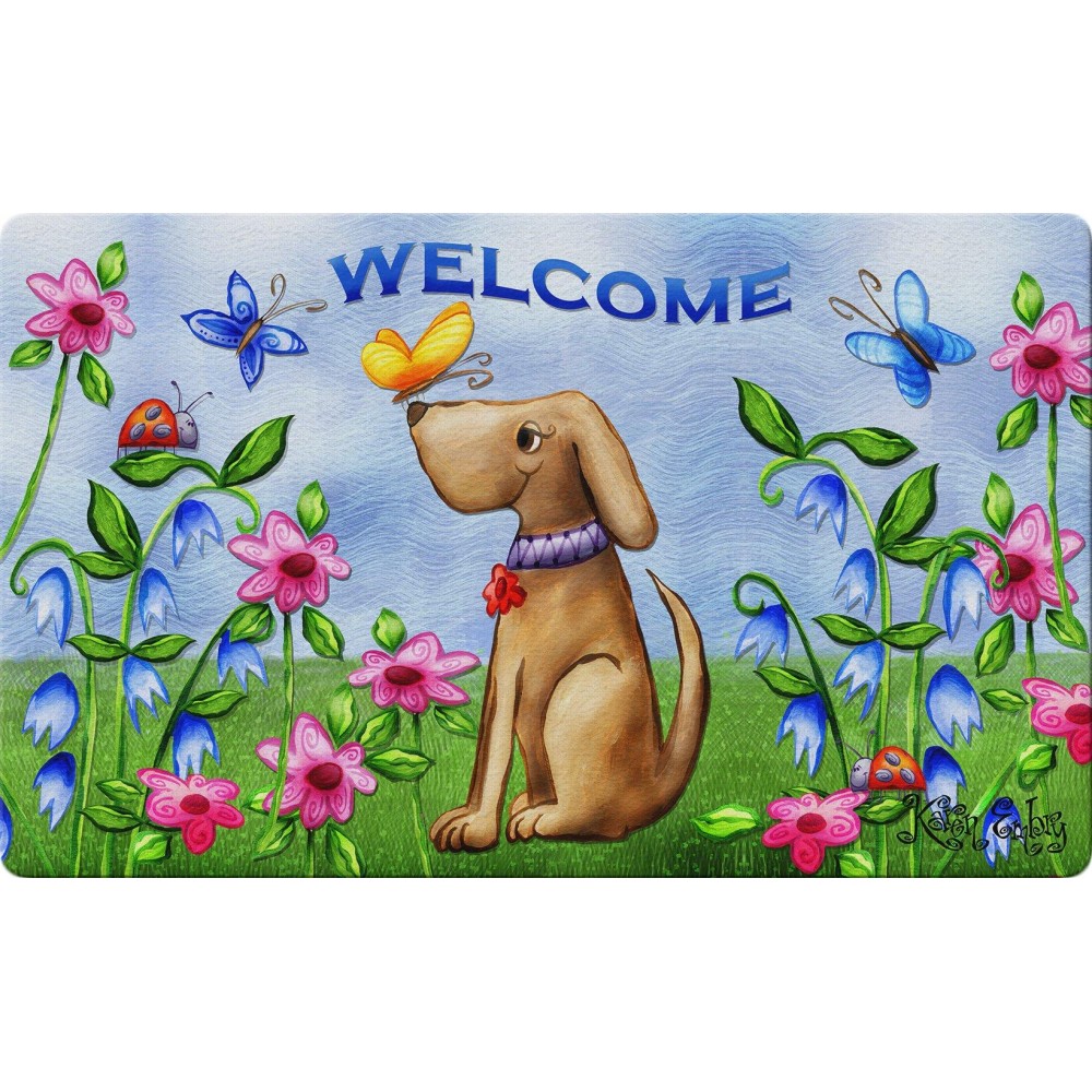 Toland Home Garden 800202 Welcome Dog Spring Door Mat 18X30 Inch Summer Outdoor Doormat For Entryway Indoor Entrance