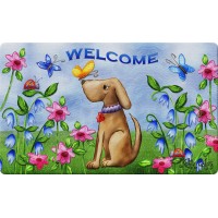 Toland Home Garden 800202 Welcome Dog Spring Door Mat 18X30 Inch Summer Outdoor Doormat For Entryway Indoor Entrance