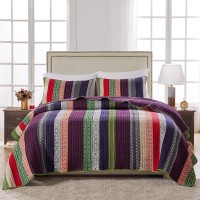 Greenland Home Marley 100 Cotton Oversized Quilt Set 3Piece Fullqueen