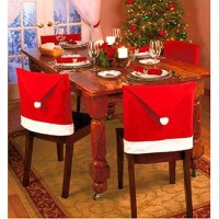 Fivoendar Set Of 6 Large New Pack Santa Claus Hat Christmas Chair Covers Color - Fun Decoration In Wedding Parties Enjoy Responsibly & Creative Novelty Gifts