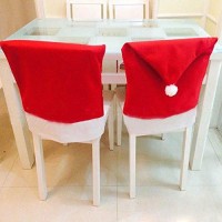 Fivoendar Set Of 6 Large New Pack Santa Claus Hat Christmas Chair Covers Color - Fun Decoration In Wedding Parties Enjoy Responsibly & Creative Novelty Gifts