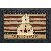 Briarwood Lane Americana Welcome Doormat Patriotic Primitive Birdhouse Indoor Outdoor 30 X 18