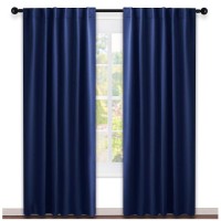 Nicetown Window Treatment Blackout Curtains And Draperies Navy Blue Color 52 Inches W By 95 Inches L Each Panel Set Of 2 B