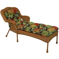 Blazing Needles Ushaped Outdoor Patterned Spun Polyester Tufted Chaise Lounge Cushion 74 X 19 Tropique Raven