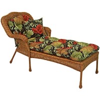 Blazing Needles Ushaped Outdoor Patterned Spun Polyester Tufted Chaise Lounge Cushion 74 X 19 Tropique Raven