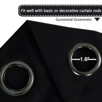 Hversailtex Thermal Insulated Grommet Blackout Curtains For Bedroom 2 Panels 52 X 96 Inch Solid Black