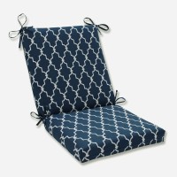 Pillow Perfect Trellis Indoor/Outdoor Solid Back 1 Piece Square Corner Chair Cushion With Ties, Deep Seat, Weather, And Fade Resistant, 36.5