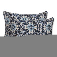 Pillow Perfect Outdoorindoor Oversized Pillows Lumbar 165 X 245 Blue Woodblock Prism 2 Count