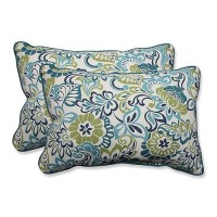 Pillow Perfect Floral Indooroutdoor Accent Throw Pillow Plush Fill Weather And Fade Resistant Lumbar 165 X 245 Blue