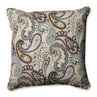 Pillow Perfect Paisley Indooroutdoor Accent Throw Pillow Plush Fill Weather And Fade Resistant Floor 25 X 25 Bluebr