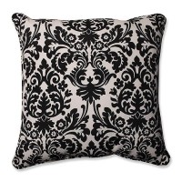 Pillow Perfect Damask Indooroutdoor Accent Throw Pillow Plush Fill Weather And Fade Resistant Floor 25 X 25 Blackiv