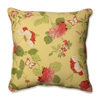 Pillow Perfect Bright Floral Indooroutdoor Accent Throw Pillow Plush Fill Weather And Fade Resistant Floor 25 X 25 Go