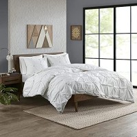 Inkivy Masie Duvet Cover Kingcal King Size White Elastic Embroidery Tufted Ruffles Duvet Cover Set 3 Piece 100 Cotton